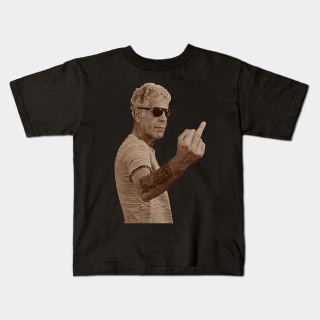 Anthony Bourdain Middle Finger Kids T-Shirt by Liar Manifesto